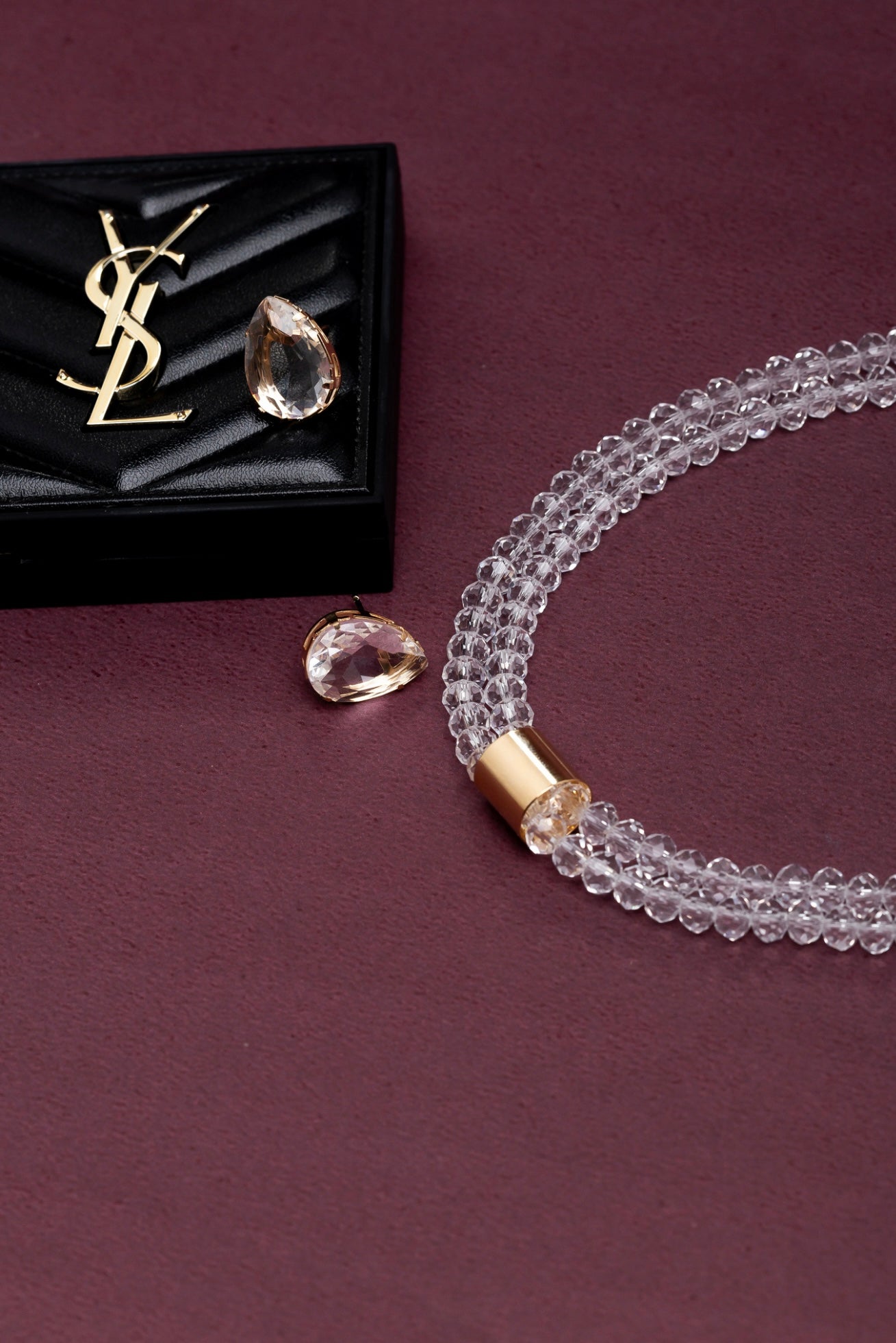 Crystal necklace and earring set