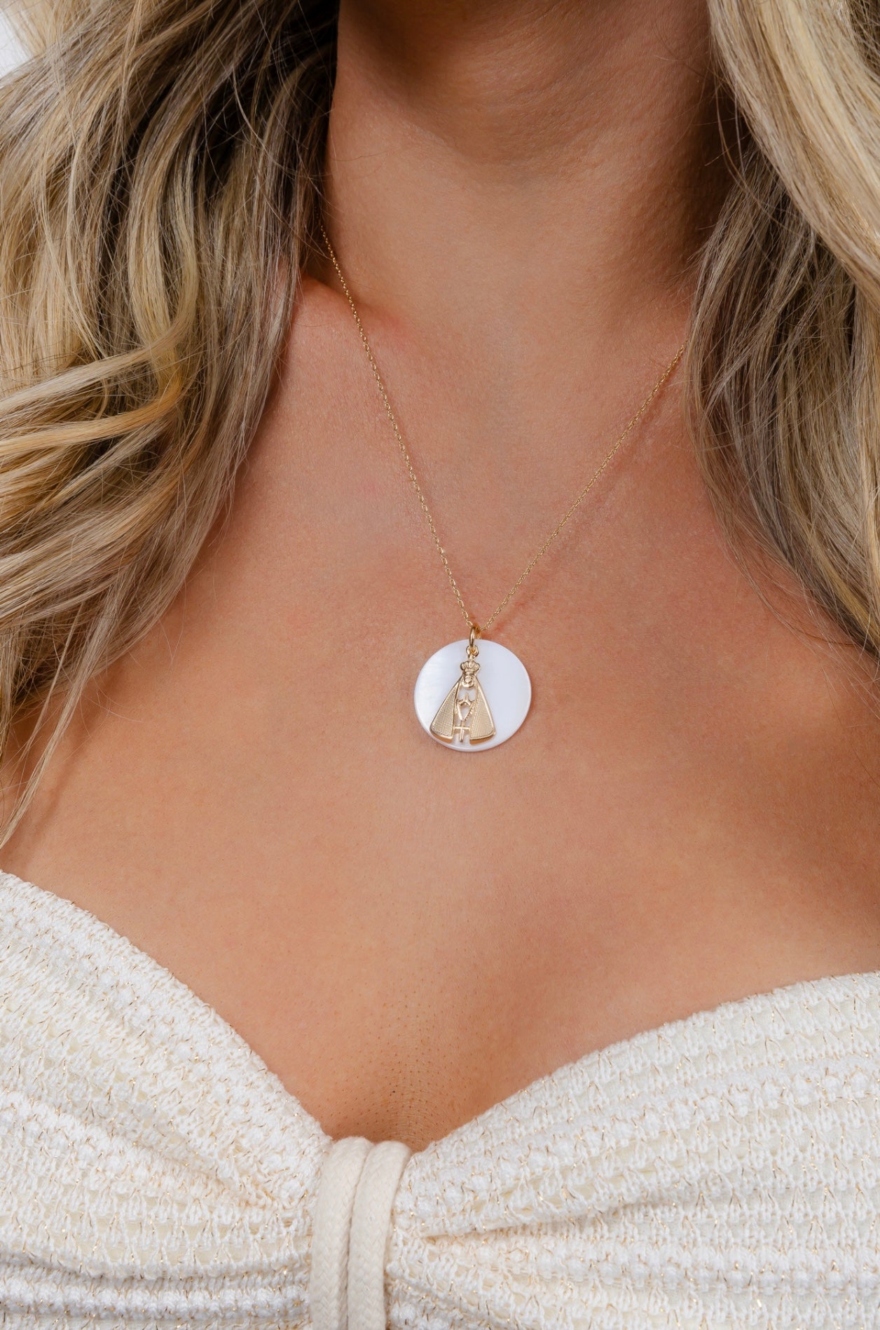 Our Lady of Aparecida and Mother of Pearl Necklace