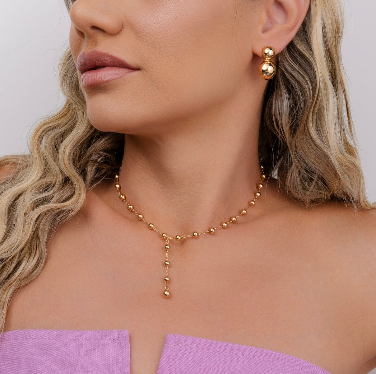 Ball earring and necklace set