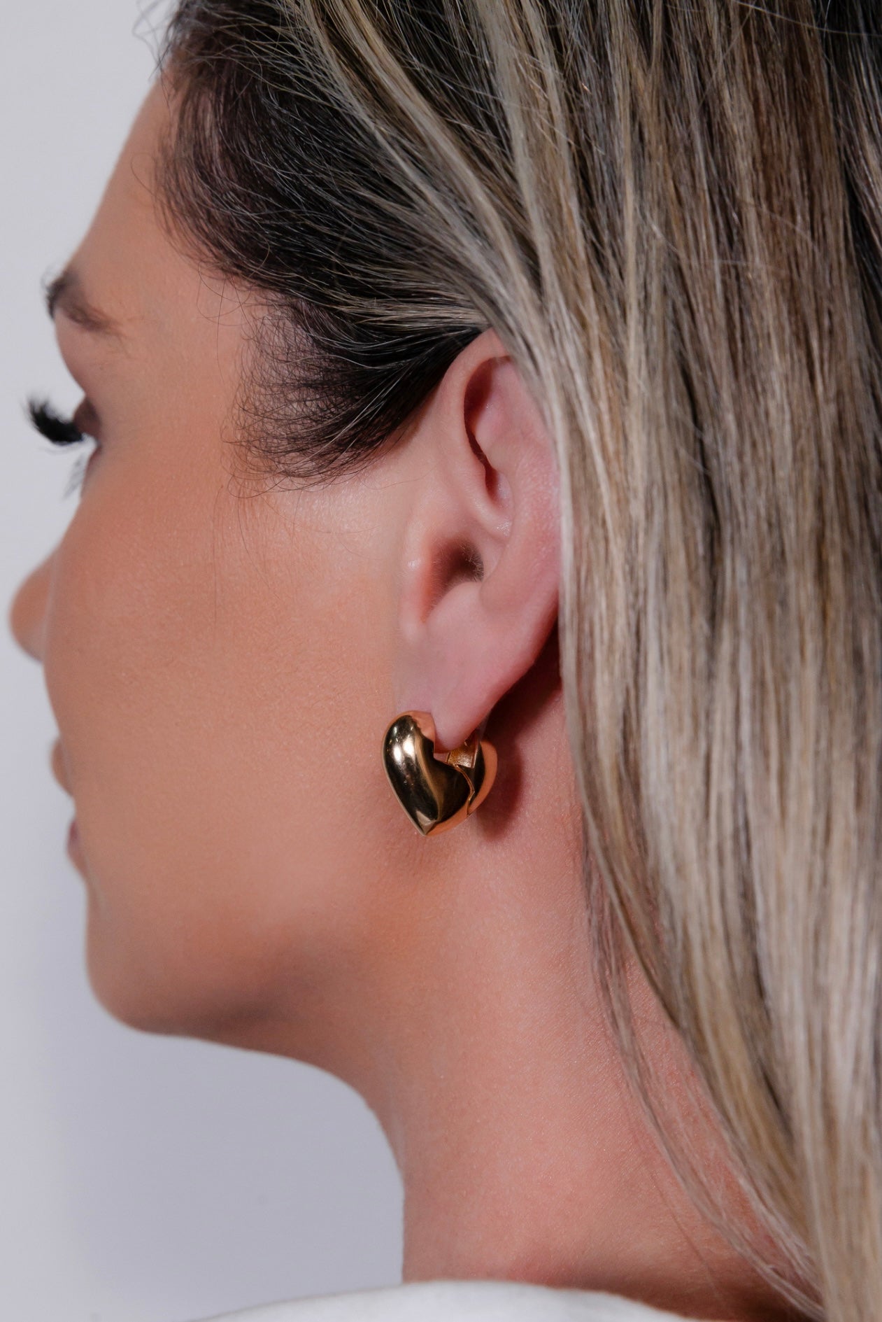 Gold Heart Hoop Earring