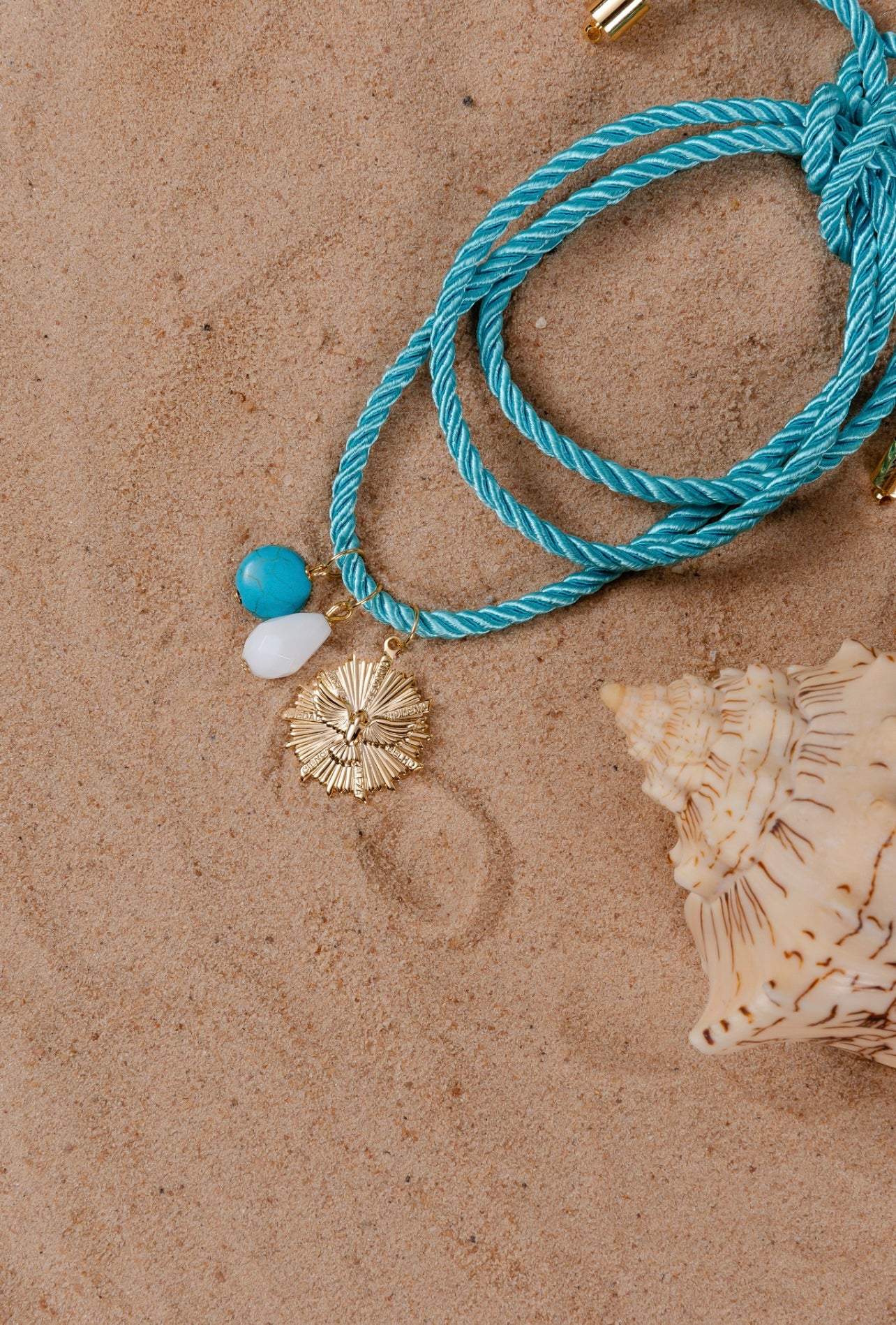 Moroccan Thread Necklace with Holy Spirit Pendant