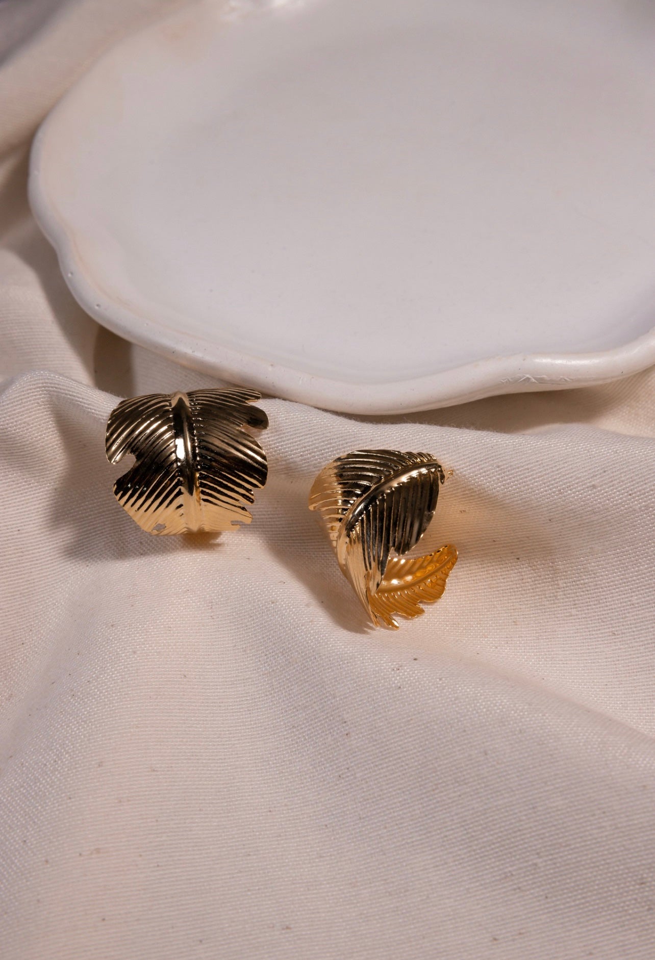 Textured Leaf Hoop Earring