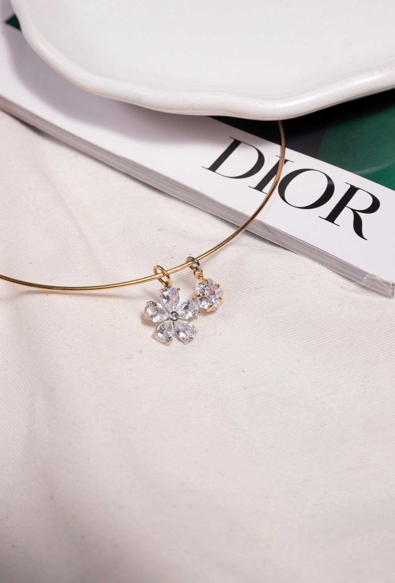 Zirconia Pendant Hoop Necklace
