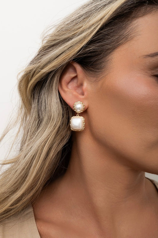 Square Pearl Shell Earring