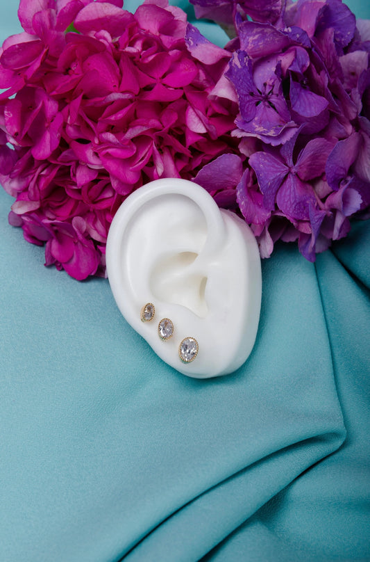 Zirconia Oval Trio Earring