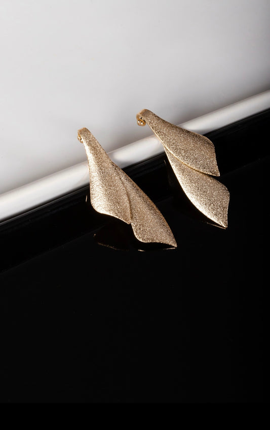 Sandblasted Leaf Earring
