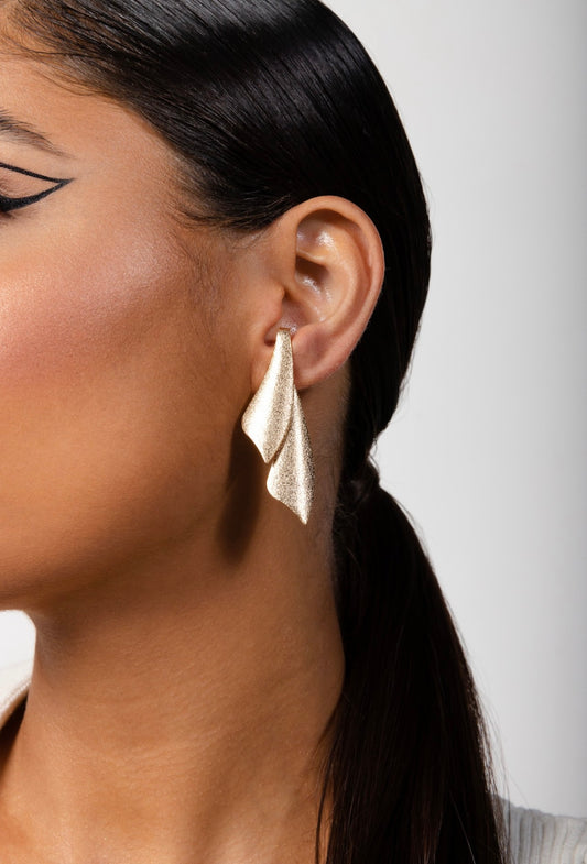 Sandblasted Leaf Earring