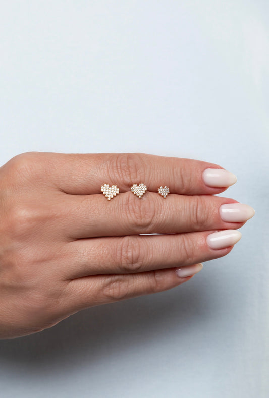 Tetris Heart Trio Earring
