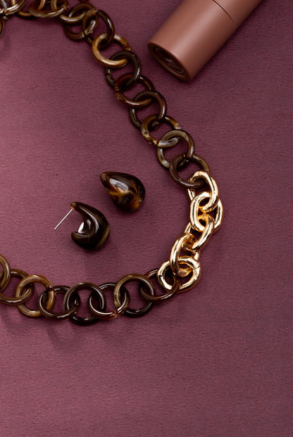 Round Link Set in Brown Resin