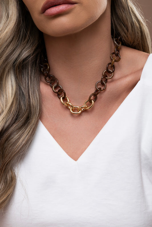 Round Link Set in Brown Resin