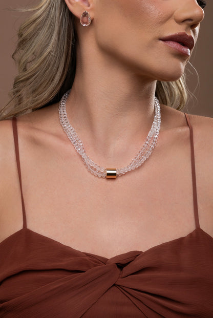 Crystal necklace and earring set