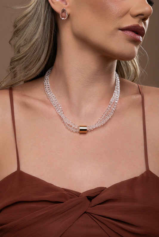 Crystal necklace and earring set