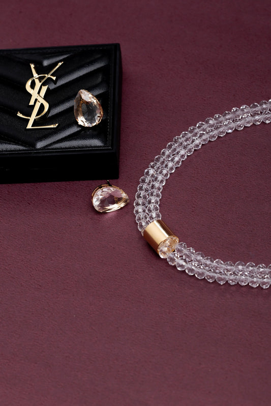 Crystal necklace and earring set
