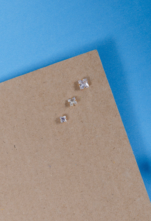 Square Zirconias Trio Earring