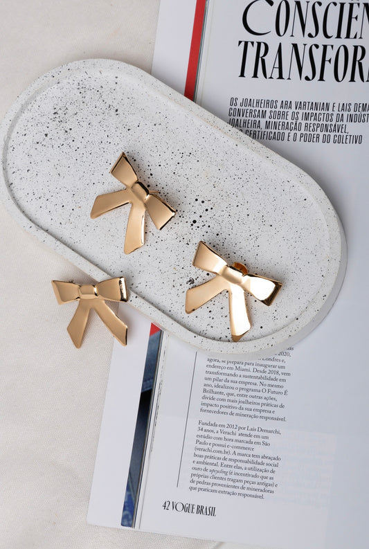 bow earring and hair clip set
