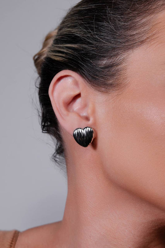Scratched Heart Earring