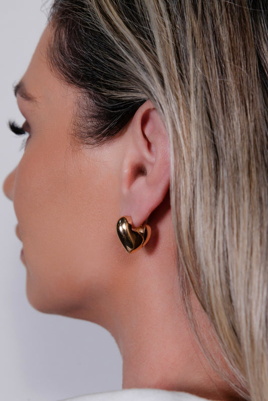 Gold Heart Hoop Earring