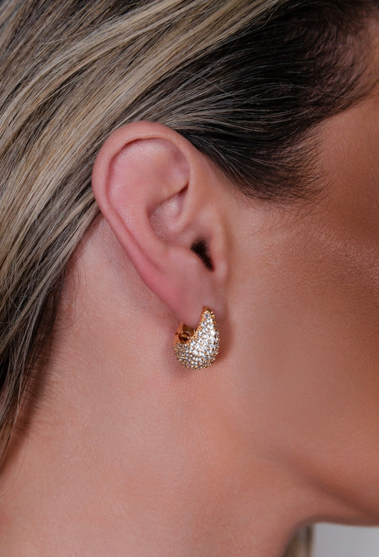 Small round hoop earring studded with micro zirconias