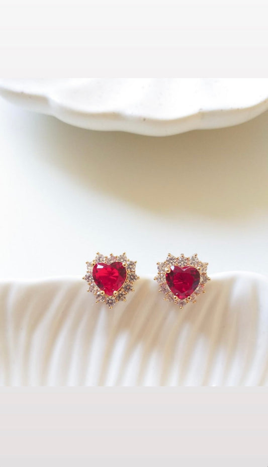 Ruby Heart Earring