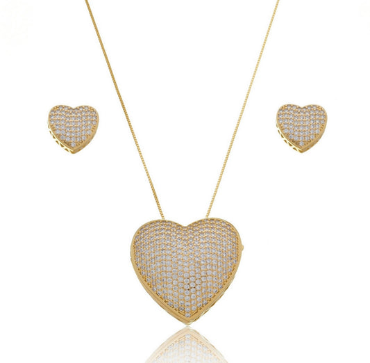 Zirconia Studded Heart Set