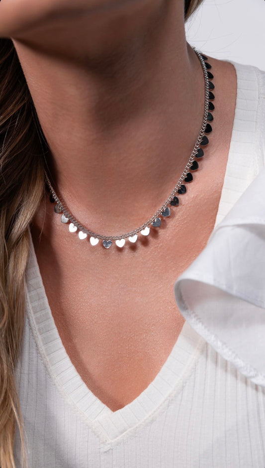 Hearts Necklace White gold