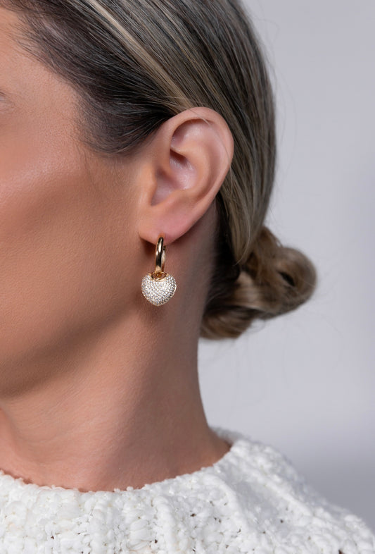 Heart pendant hoop earring