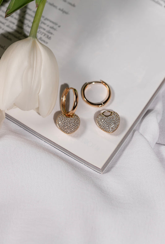 Heart pendant hoop earring