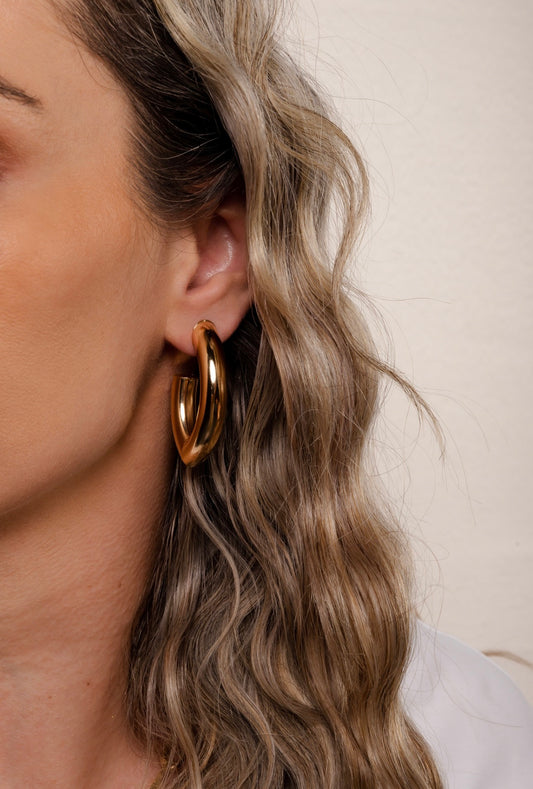 Tube V Hoop Earring
