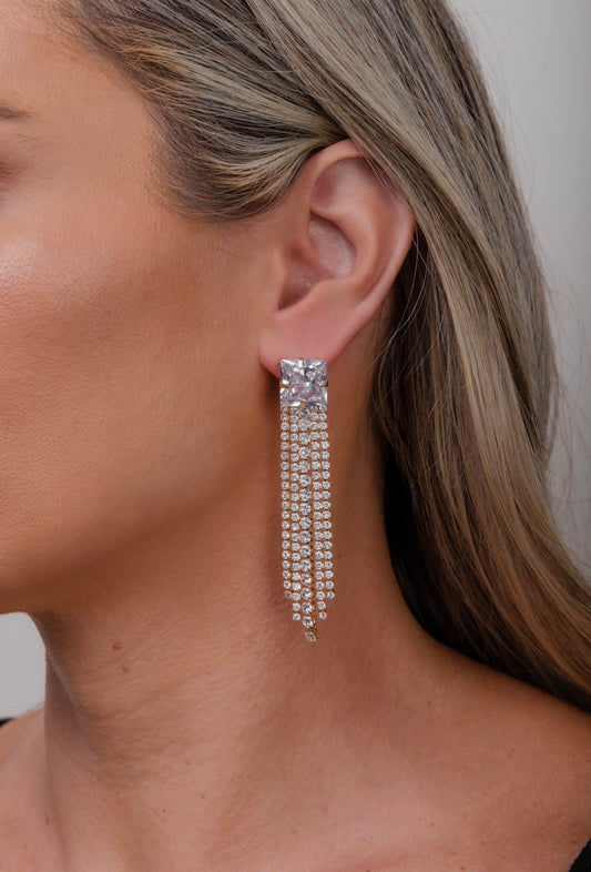 Zirconia Fringe Earrings