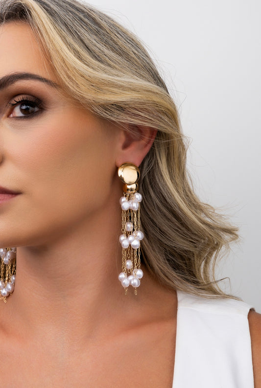 Synthetic Pearl Cascade Earring