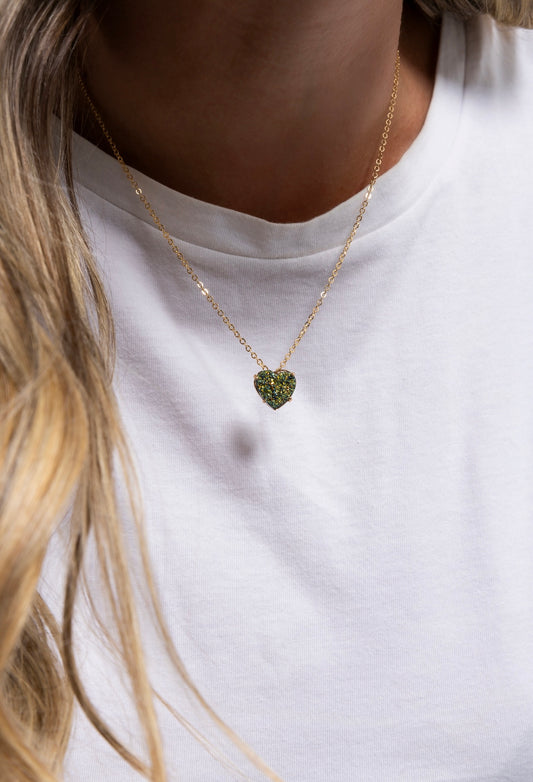 Synthetic Druze Heart Necklace