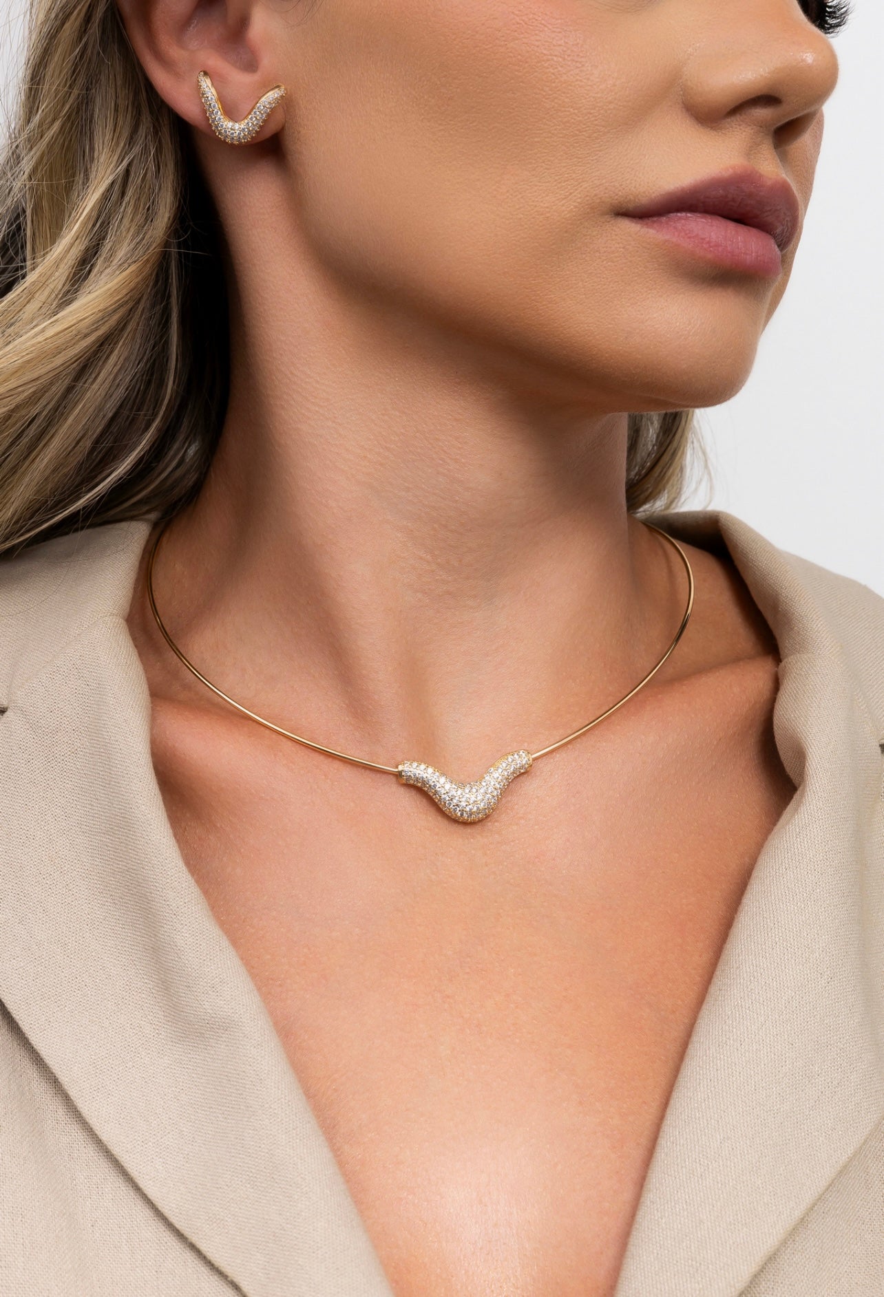 Organic Zircon Detail Hoop Set