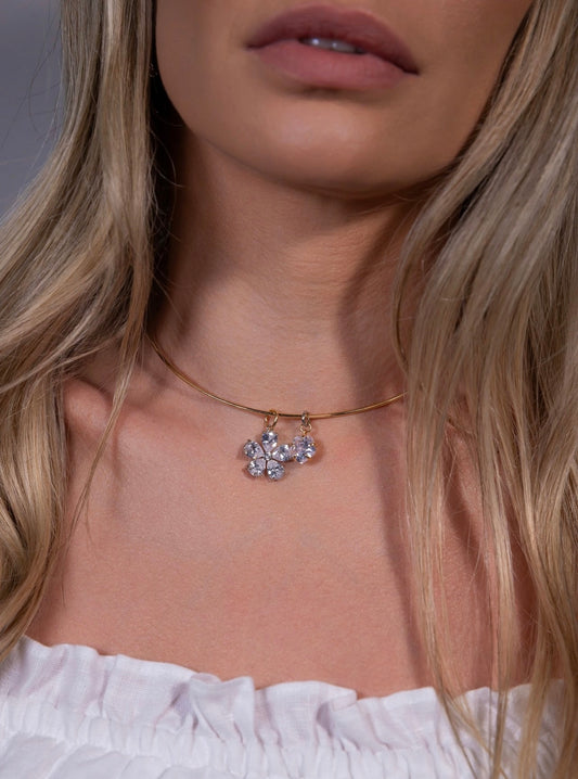 Zirconia Pendant Hoop Necklace
