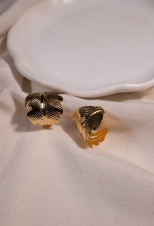 Textured Leaf Hoop Earring