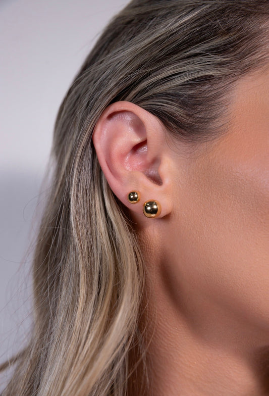 Double golden ball earring