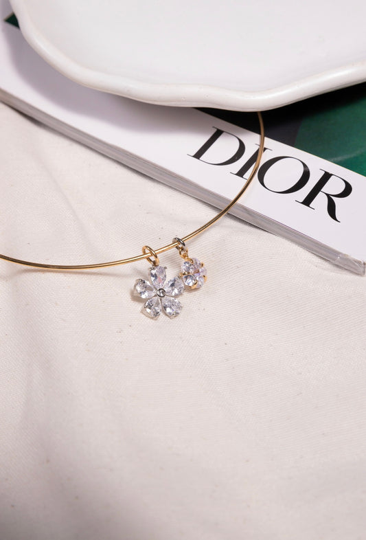 Zirconia Pendant Hoop Necklace
